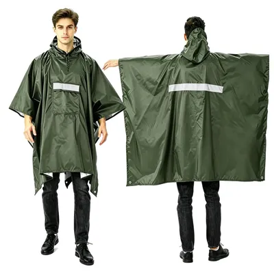 Immagine prodotto di Impermeabile poncho antipioggia per adulti - Colore verde oliva