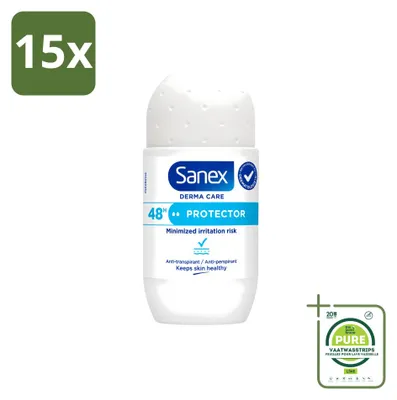 Image de 15 déodorants roll-on Sanex Dermo Protector - 53 ml - Lot de 15 pièces
