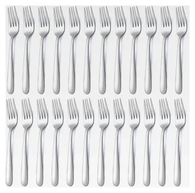 Produktbild von Edelstahl Gabel Set 24 Stück, 8,1" (20,7 cm) Tafelgabeln, Spiegelpoliert, Spülmaschinenfest, Für Haushalte, Restaurants, Kantinen