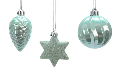 Imagen del producto de Adornos navideños, surtido de estrellas y piñas, plástico, juego de 3 unidades, color: verde menta
