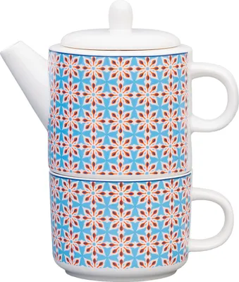 Produktbild von Tea for one / Teeset / Teeservice Height-Line Mont Blanc, Teekanne 420ml mit Teetasse 250ml, Porzellan