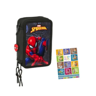 Produktbild von Goldkids- Federmäppchen 3 Fächer - Mäppchen für für Mädchen und Jungen - Federmappe 3-Fach Federtasche Gefüllte Schüleretui Schulmäppchen - Spiderman