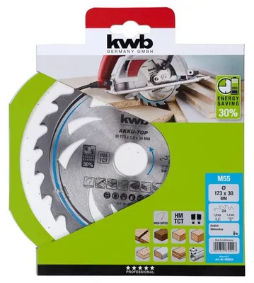 Image de kwb 585554 Lame de scie circulaire au carbure 173 x 30 x 1.2 mm Nombre de dents : 30 1 pc