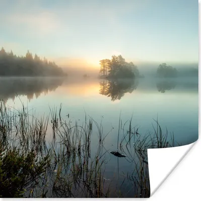Produktbild von MuchoWow® Poster Sonnenaufgang am See 100x100 cm - Babyzimmer