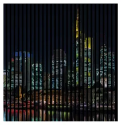 Produktbild von Akustikpaneele mit Digitaldruck Frankfurt01 19 x 1133 x 1195 mm Frankfurt Skyline Nacht MDF PET-Fasern Wandpaneele Schwarz 2 Einzelplatten