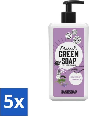 Obrázok produktu pre Marcel's Green Soap - Mydlo na ruky - Levanduľa a rozmarín - Na každodenné použitie - 500 ml - Hodnotné balenie - 5 kusov