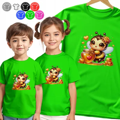 Zdjęcie produktu dla Koszulka Dziecięca T-Shirt - Pszczółka - Walentynki Serce Wzór - S