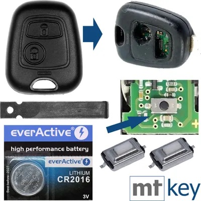 Produktbild von Auto Schlüssel Funk Fernbedienung 1x Gehäuse + 1x Rohling HU83 + 2X Mikrotaster + 1x CR2016 Batterie kompatibel mit Peugeot 207 307 308 CC SW Break