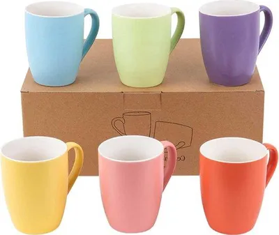 Image de Lot de 6 tasses à café | Céramique | Style moderne | Lot de verres | Lot de tasses colorées de 330 ml