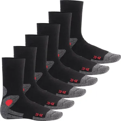 Produktbild von Damen und Herren Wintersocken (6 Paar) Warme Vollfrottee Socken mit Thermo Effekt - Schwarz-Rot 43-46