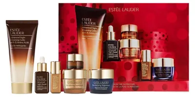 Productafbeelding van Skincare Superstars: Reinigingsgel 100 ml + Oogcrème 5 ml + Kalmerend serum 5 ml + Regenererend serum 15 ml + Anti-aging crème 15 ml + Anti-aging nachtcrème 15 ml