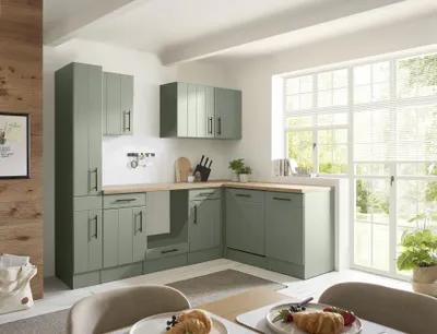 Produktbild von L Küche Einbauküche Winkelküche Landhaus Leerblock Grün Anton 250 cm Respekta