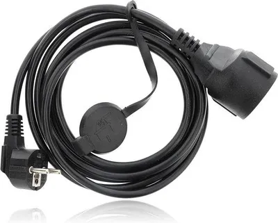 Zdjęcie produktu dla Wodoodporny przedłużacz z wtyczką Schuko, 3x1,5 mm², 3 m, czarny
