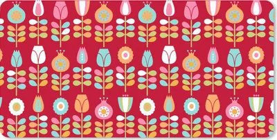 Produktbild von MuchoWow® Schreibtischunterlage Muster - Blumen - Retro - Rot 80x40 cm - XXL Mauspad - Gaming Mauspad