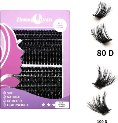Obrázok produktu pre INF DIY Umelé Mihalnice Na Predĺženie Rias 80D Fluffy, Čierne, 1 Sada