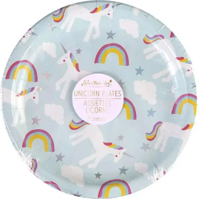Produktbild von Einhorn Teller, 23 cm - Partygeschirr, Tischdeko, Kindergeburtstag