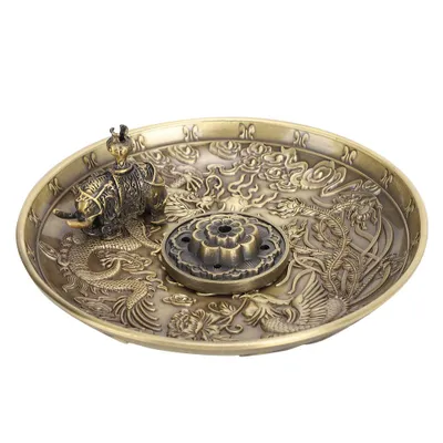 Produktbild von Räuchergefäß, Drache Phönix Design, Lotus Elefant Ständer, bronzefarben, für Heimverehrung