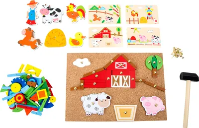 Produktbild von Small Foot 10228 Hämmerchenspiel „Bauernhof“, bunt, 174-teilig (1 Set)