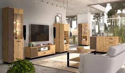 Produktbild von MINIO Regal 90 cm LAMIA 4 Wotan Eiche / Schwarz matt Farbe