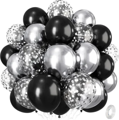 Immagine prodotto di Set di palloncini in lattice 35 pezzi Party Capodanno Nero Argento 30 cm