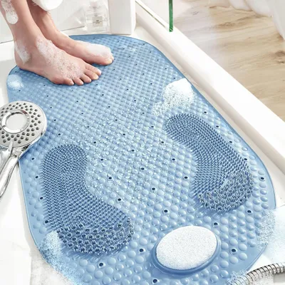 Produktbild von Duschmatte - Blau - 70x39 cm - Rutschfeste Badewannenmatte - Maschinenwaschbar - Für die Fußmassage