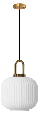 Glashängelampe weiß-gold, 20 cm, für Kücheninsel