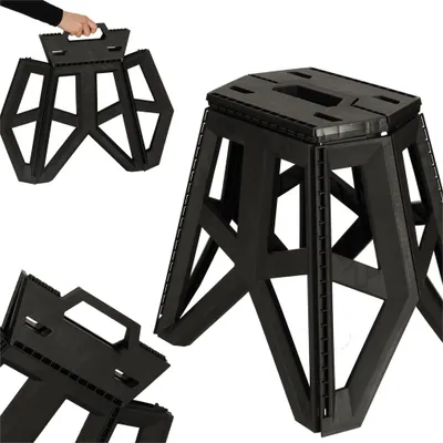 Image de Tabouret pliant chaise de camping portable 40 cm noir
