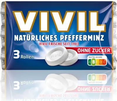 Produktbild von VIVIL Natürliche Pfefferminzbonbons ohne Zucker | 3er Pack