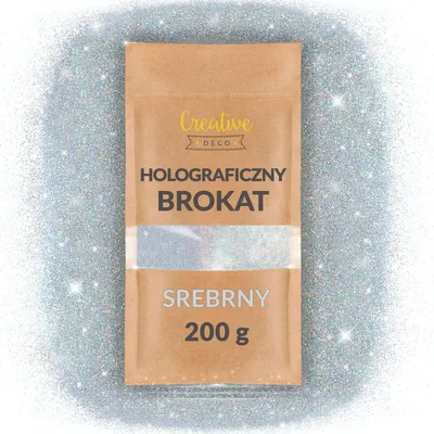 Zdjęcie produktu dla Creative Deco Brokat do farb | 200g | Srebrny Holo | idealny dodatek do lakieru do paznokci, farb i żywicy epoksydowej | Cienka Warstwa 0,2mm