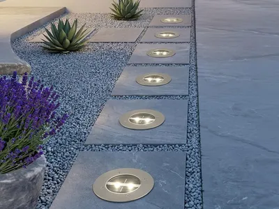 Produktbild von 6er Set Solar Einbaustrahler Außen rund mit Tag/Nacht Sensor Bodeneinbauleuchten