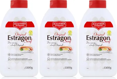 Produktbild von Mautner Estragon Senf 1,3kg - Das würzig scharfe Original (3er Pack)