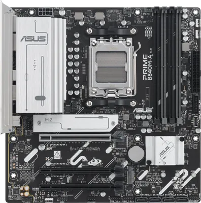 Produktbild von ASUS PRIME B840M-A-CSM, AMD, Sockel AM5, AMD Ryzen 7000 Series, AMD Ryzen 8000 Series, AMD Ryzen 9000 Series, Sockel AM5, DDR5-SDRAM, 192 GB