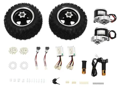 Image de Kit moteur pour scooter électrique - Moteur à engrenages 24V 250W - Roues de 25,4 cm - Vitesse d'environ 10 km/h - Capacité de charge jusqu'à 200 kg - Pour kart électrique et véhicule électrique - Noir