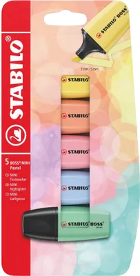 Produktbild von STABILO BOSS MINI Pastel 5er Blister mit Hängelasche