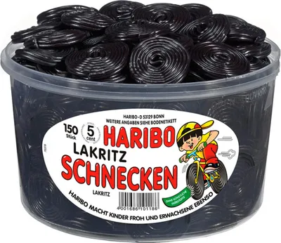 Produktbild von Haribo Lakritz Schnecken 150 Lakritzschnecken würzig frisch 1500g