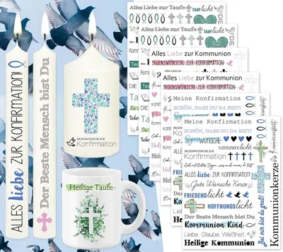 Image de 6 bougies de communion (plus de 200 motifs)