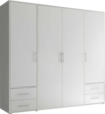 Produktbild von Kleiderschrank Valencia - 206x60x195cm - 4 Türen und 4 Schubladen - weiß