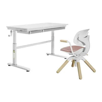 Produktbild von HOKO ELIN & LAURA Ergonomischer Schülerschreibtisch 120x60 cm mit Stuhl – höhenverstellbares Kinder Set