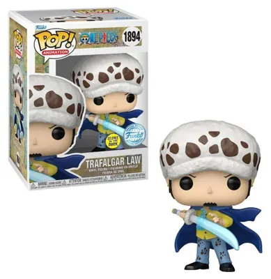 Zdjęcie produktu dla Figurka Pop! przedstawiająca postać Trafalgar Law z anime One Piece, świecąca w ciemności