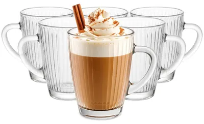 Zdjęcie produktu dla Zestaw szklanek do kawy 250 ml - idealny do latte macchiato, cappuccino, herbaty i matcha