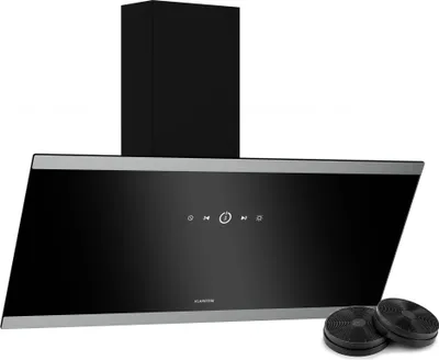 Image de Klarstein FlashLine hotte aspirante - hotte de cuisine 90 cm, écran tactile, 524 m³/h, CEE A++, éclairage LED, silencieuse avec 34,5 dB, noire, conduit & recirculation