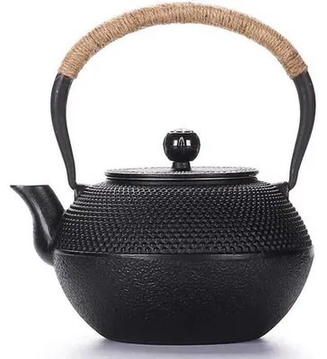 Produktbild von Teekanne Gusseisen Japanisch Tetsubin mit Edelstahl-Sieb 1200ml Schwarz