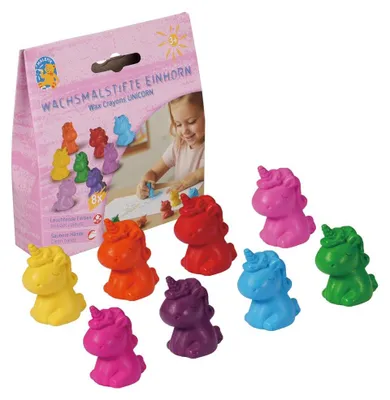 Wachsmalstifte Einhorn-Set 8er-Pack, bunte Stifte in Einhornform
