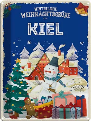 Produktbild von vianmo Blechschild 40x30 cm Weihnachtsgrüße KIEL Abenteuer Reisen Urlaub Weihnachten Fest