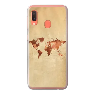 Produktbild von MuchoWow® Handyhülle Schutzhülle Hülle für Samsung Galaxy A20e Weltkarte - Herz - Braun Silikon Softcase Handy Hülle - Abdeckung