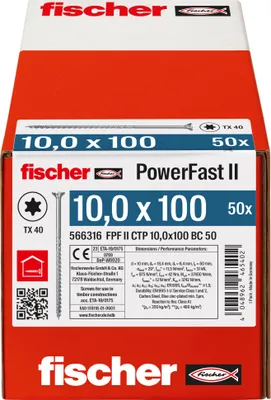 Immagine prodotto di fischer vite per legno PowerFast II 10,0x100 SK TX TG blvz 50 50 pz