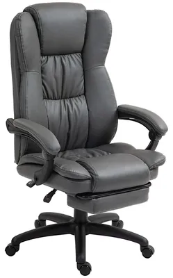 Immagine prodotto di Sedia da ufficio con massaggio e poggiapiedi | Colore: Grigio | Dimensioni: 68,5 x 68,5 x 113-121 cm