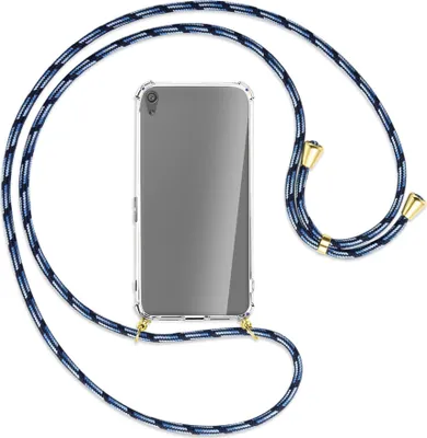 Produktbild von Handykette Backcover-Schutzhülle mit Band (Metall goldfarben) für Sony Xperia XA Ultra - Blautöne
