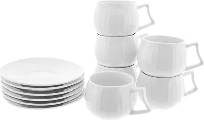 Produktbild von Porzellan-Mokkatassen im Set – zeitlose Eleganz in drei exklusiven Designs Weiß