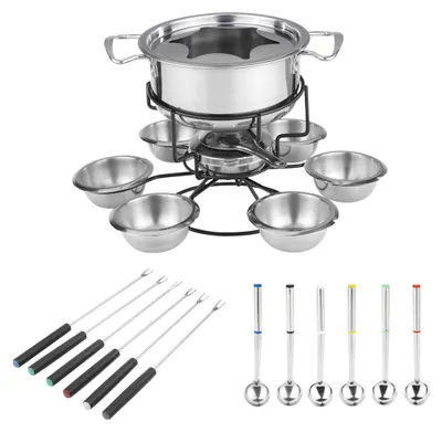Produktbild von Edelstahl Fondue-Set für 6 Personen mit Besteck